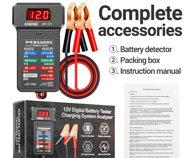 Multi-function car 12V battery tester