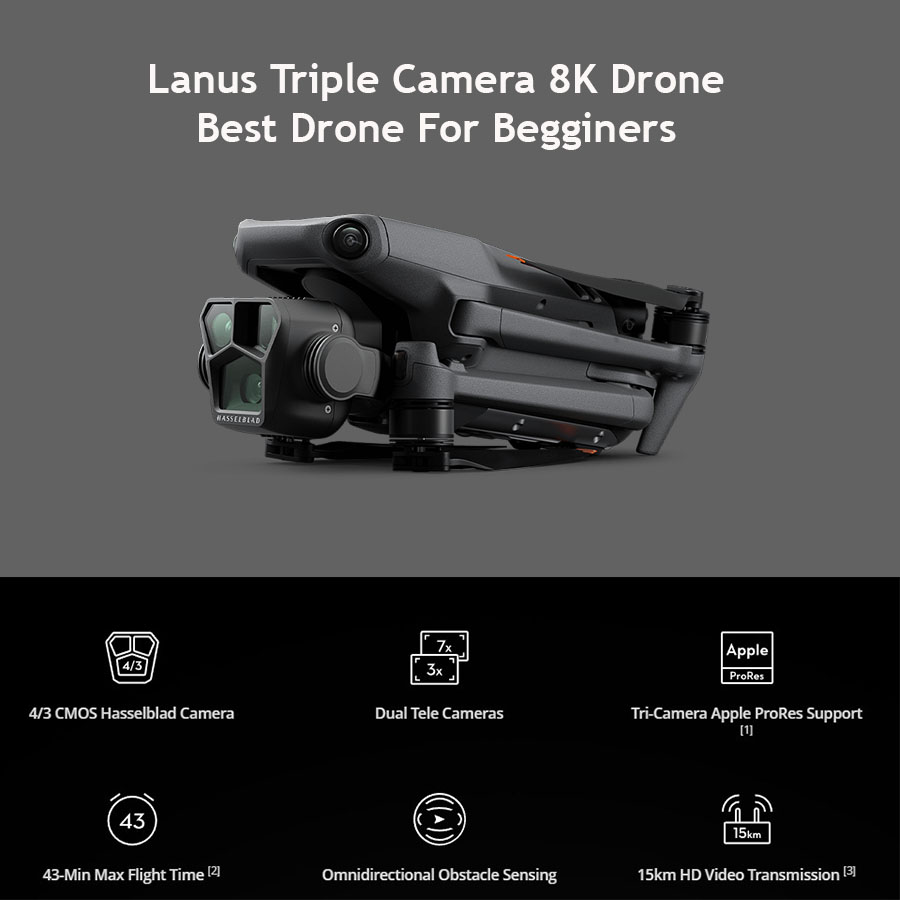 Lanus Triple Camera Drone 2024 Suitable for beginners Fomnin Shop